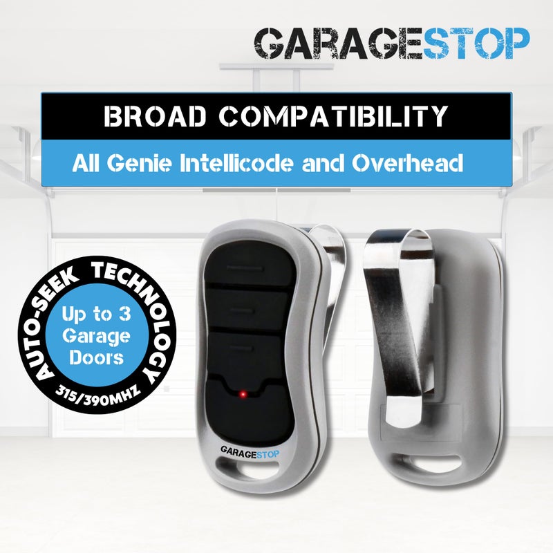 GARAGE STOP 2X for Genie Intellicode Garage Door Remote, G3T-BX G3T-R 3-Button Genie Garage Door Opener Remote Replacement, Auto-Seek Dual Frequency (1997 to Present) - Image 5